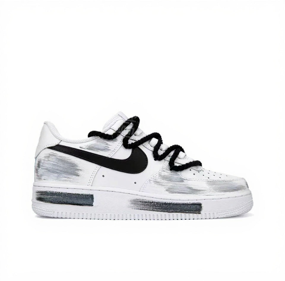 【Custom Sneakers】 Nike Air Force 1 Low "Fractured Chrono" - Deconstructed Tri-Shadow Swoosh Hand-Painted Skate Shoes Unisex Cement Grey