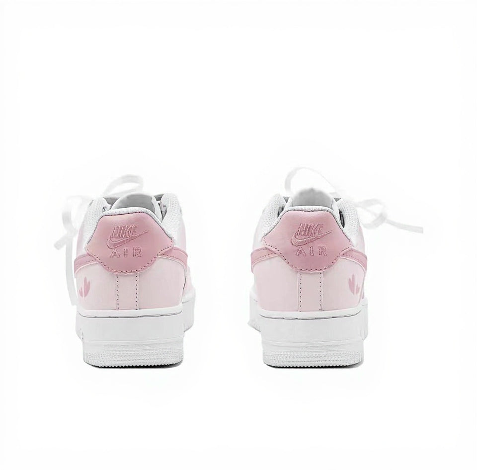 【Custom Sneakers】 Nike Air Force 1 Low GS "Cupid's Gift" - Limited Edition Valentine Skate Shoes with Bijou Box & HeartTread™ Outsole in Blush Pink / Marshmallow White