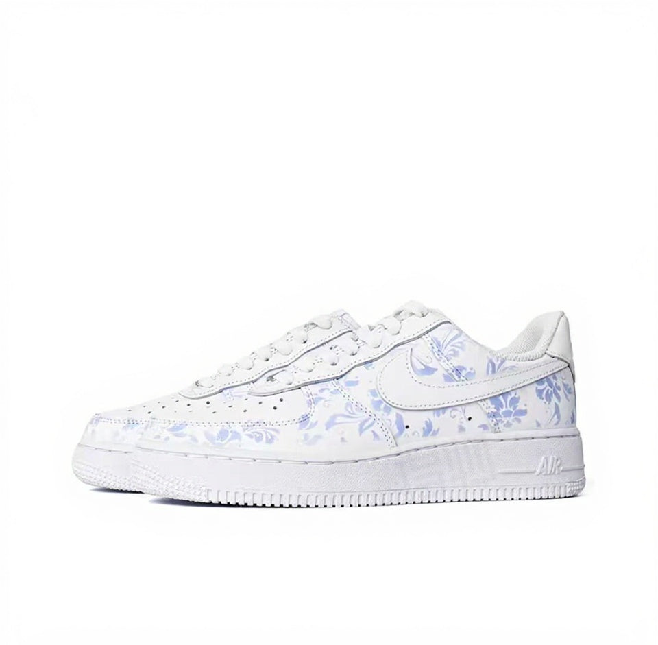 【Custom Sneakers】 Nike Air Force 1 Low OWCM "Thermo-Porcelain" - Neo-Chinese Heritage Unisex Skate Shoes in Pure White with Anti-Slip CeramicGrip™