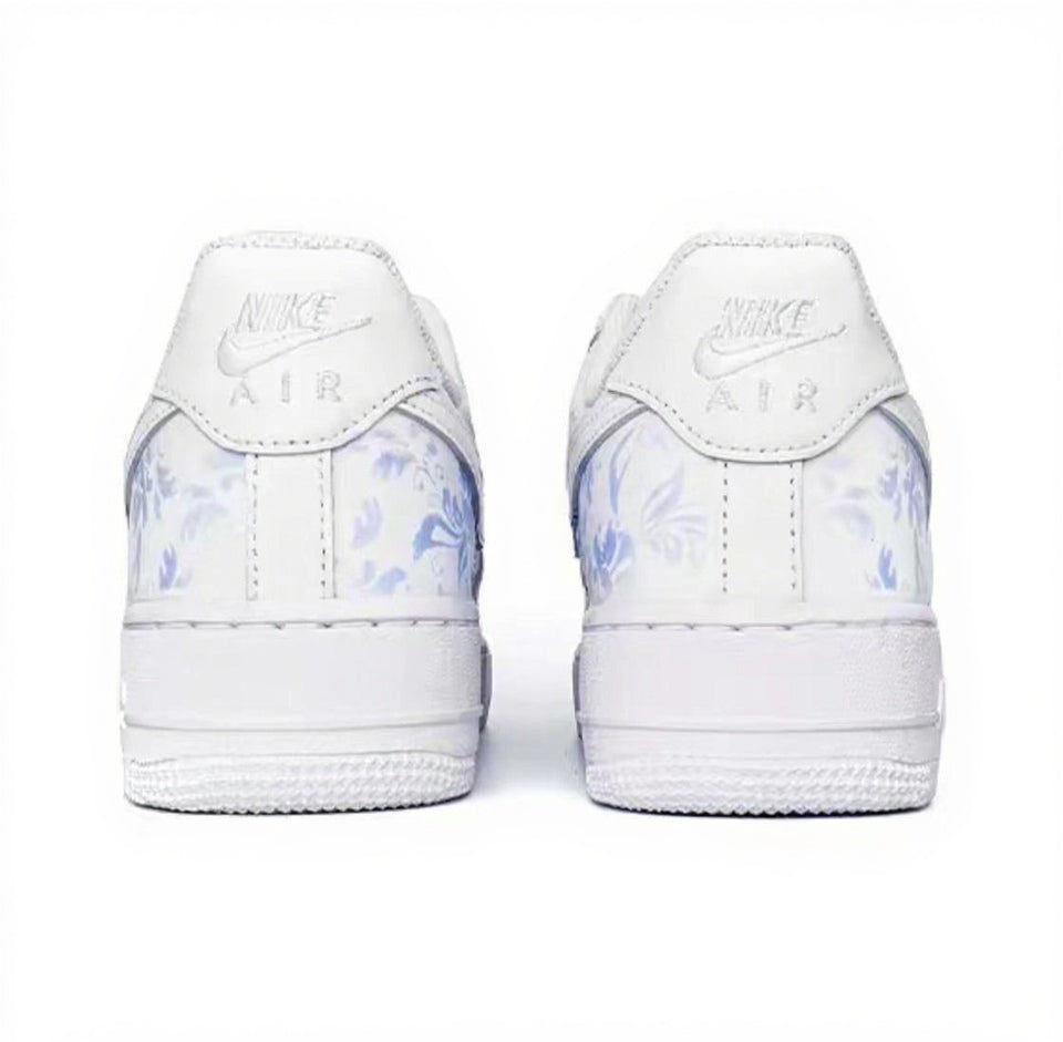 【Custom Sneakers】 Nike Air Force 1 Low OWCM "Thermo-Porcelain" - Neo-Chinese Heritage Unisex Skate Shoes in Pure White with Anti-Slip CeramicGrip™