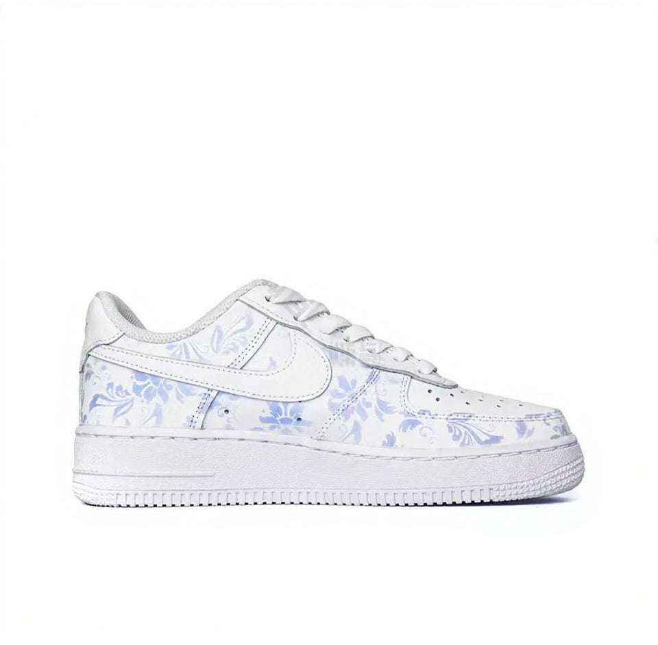 【Custom Sneakers】 Nike Air Force 1 Low OWCM "Thermo-Porcelain" - Neo-Chinese Heritage Unisex Skate Shoes in Pure White with Anti-Slip CeramicGrip™