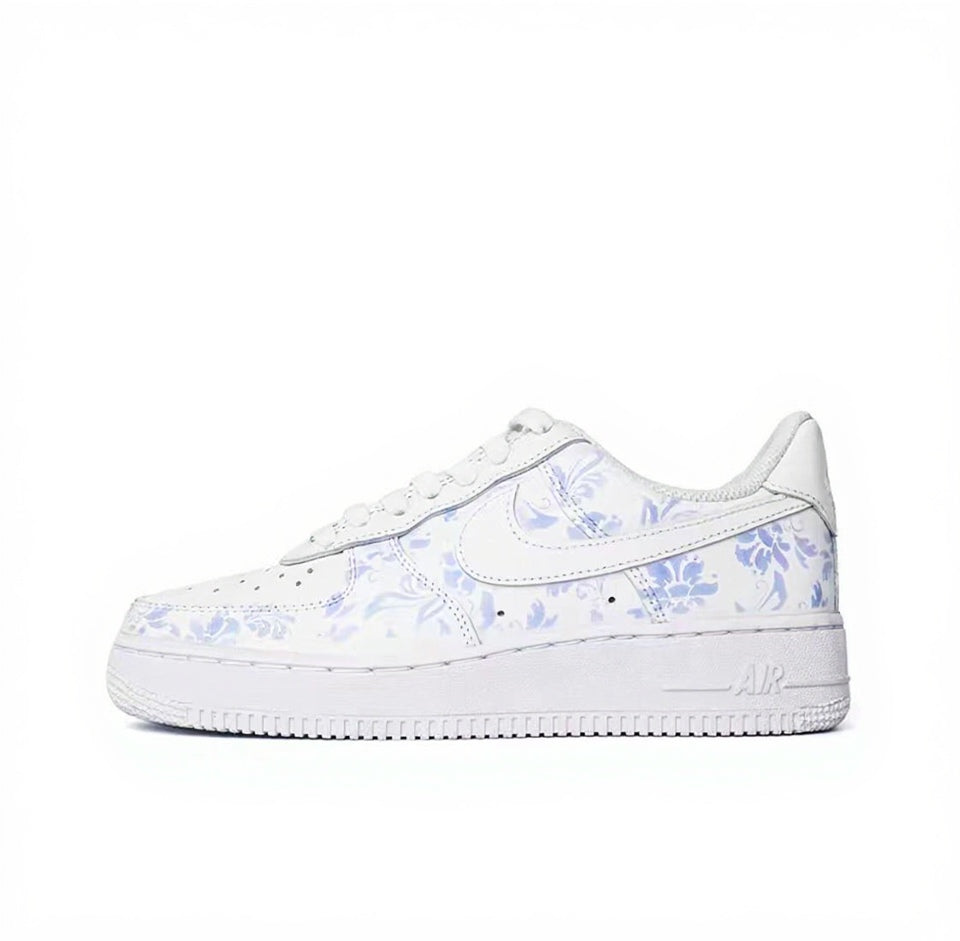 【Custom Sneakers】 Nike Air Force 1 Low OWCM "Thermo-Porcelain" - Neo-Chinese Heritage Unisex Skate Shoes in Pure White with Anti-Slip CeramicGrip™