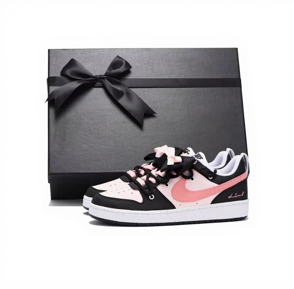 【Custom Sneakers】 Nike Court Borough Low GS "Marron Noir Decon" - Technical Luxury Unboxing Experience with WrapGrip™ & ImpactShield™ in Carbon Black / Vintage Rose