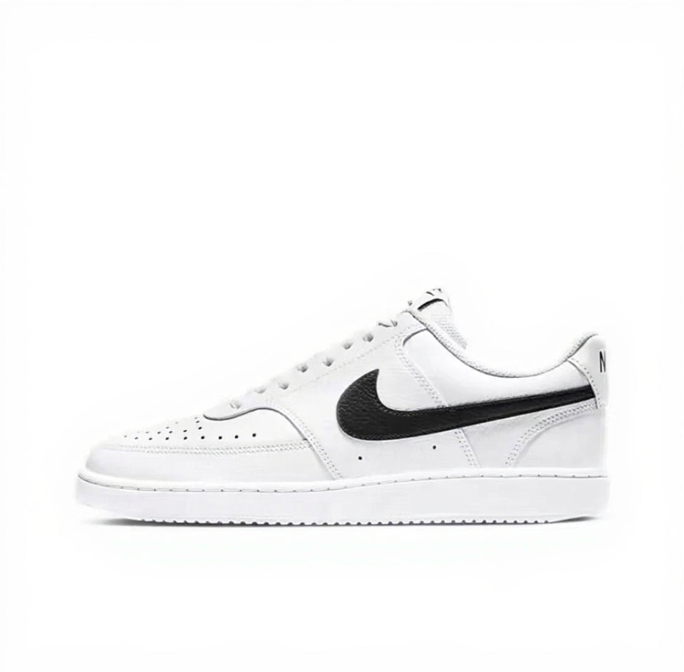 【Custom Sneakers】 Nike Court Vision 1 Low "Gothic Paladin" - Dark Ink Splatter Men's Skate Shoes in Phantom Black / Asphalt White