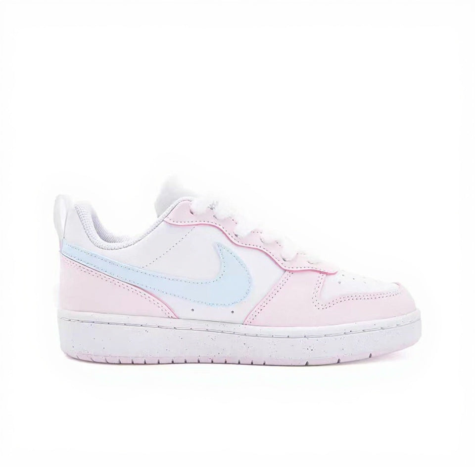 【Custom Sneakers】 Nike Court Borough Low "Sweetie Paws" - Dream-Touch Suede Low-Top Lifestyle Shoes in Candyfloss Pink / Frosted Blueberry