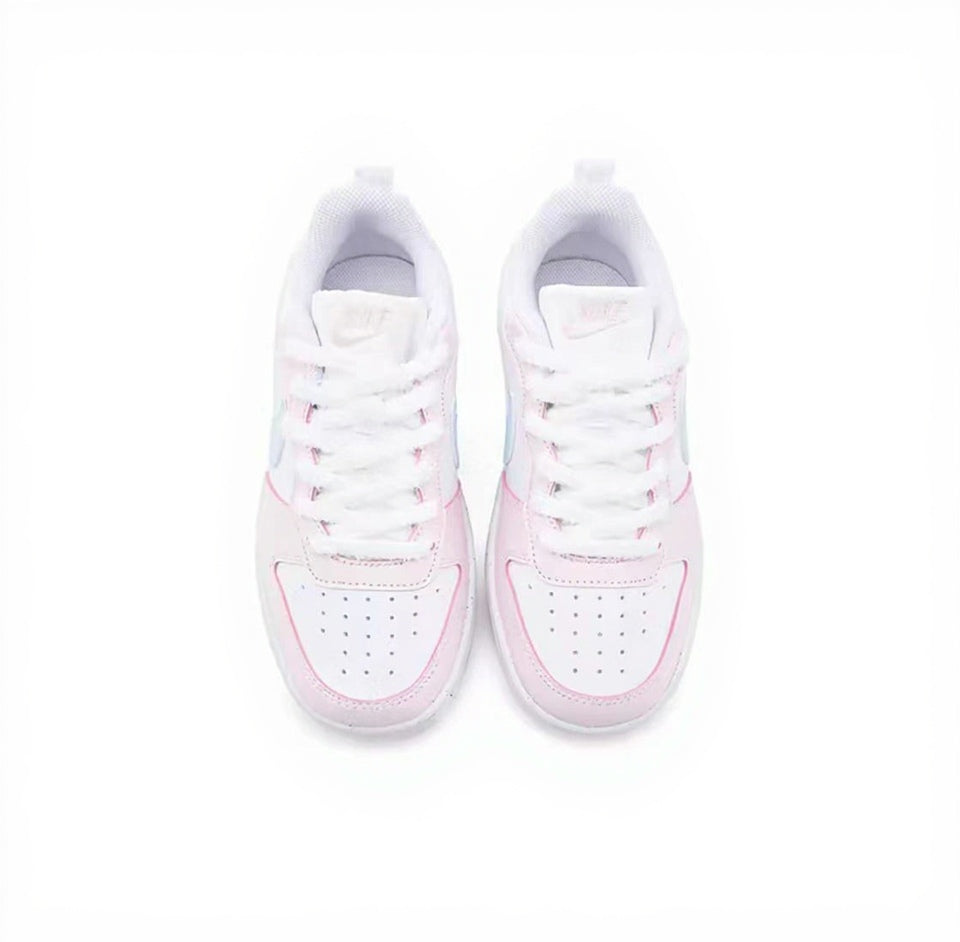 【Custom Sneakers】 Nike Court Borough Low "Sweetie Paws" - Dream-Touch Suede Low-Top Lifestyle Shoes in Candyfloss Pink / Frosted Blueberry