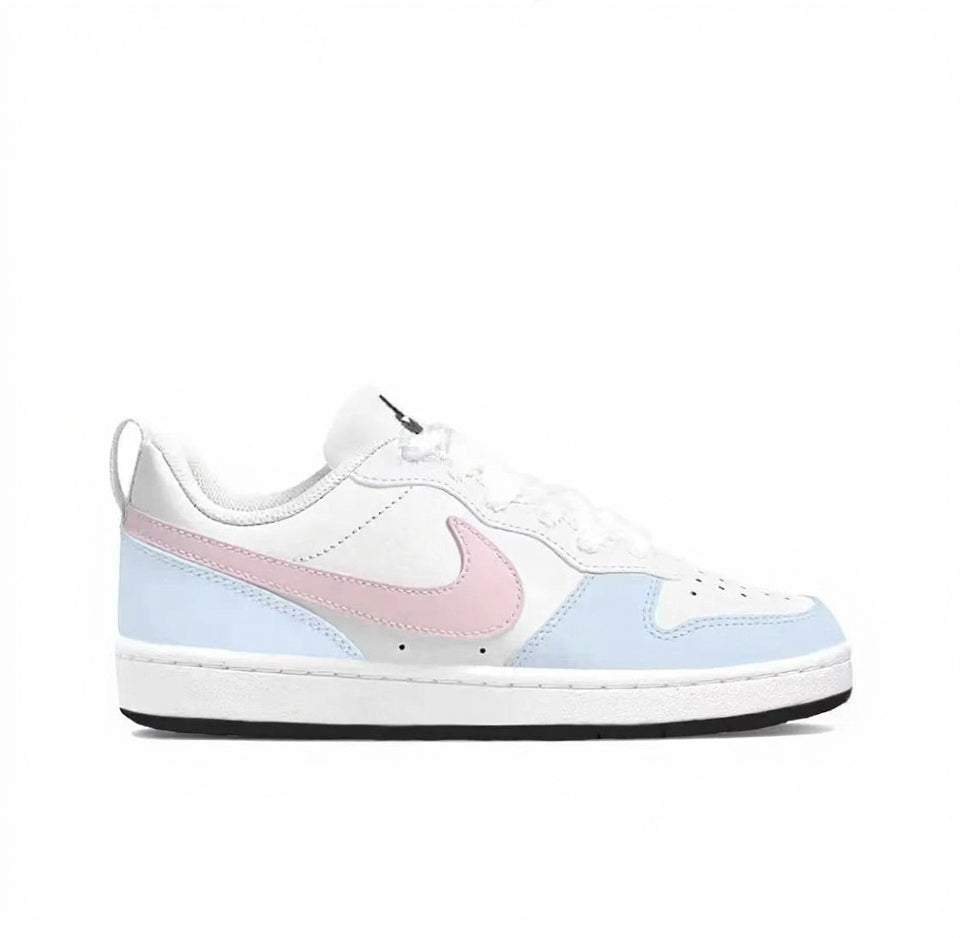 【Custom Sneakers】 Nike Court Borough Low GS "Sea Salt Peach" - Dreamy Dopamine Gift Bag Edition Low-Top Skate Shoes Women's Frosted Blue / Blush Pink