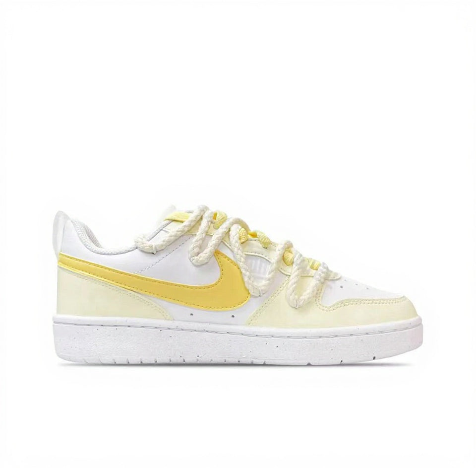 【Custom Sneakers】 Nike Court Borough Low GS "Butter Cub" - Vintage Sweetcore Low-Top Skate Shoes Youth Buttercream