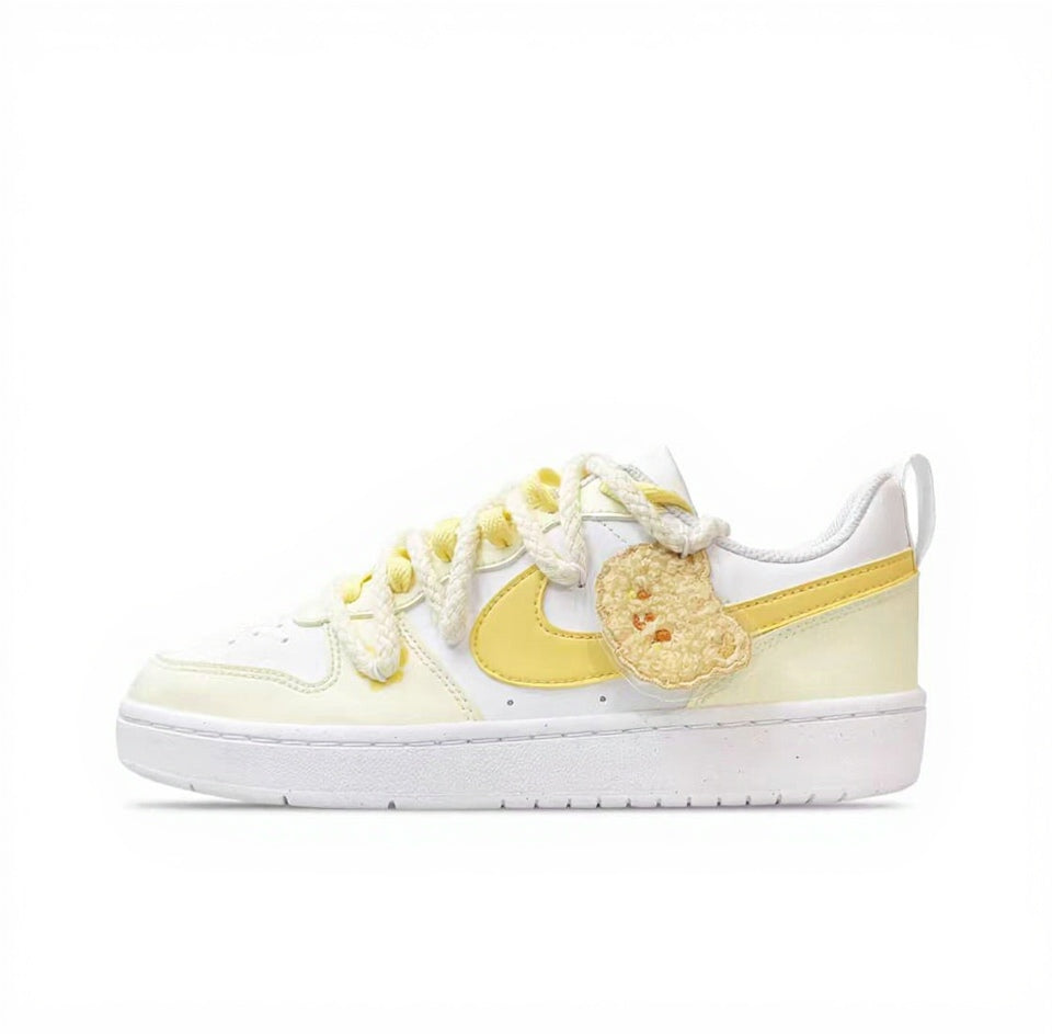 【Custom Sneakers】 Nike Court Borough Low GS "Butter Cub" - Vintage Sweetcore Low-Top Skate Shoes Youth Buttercream