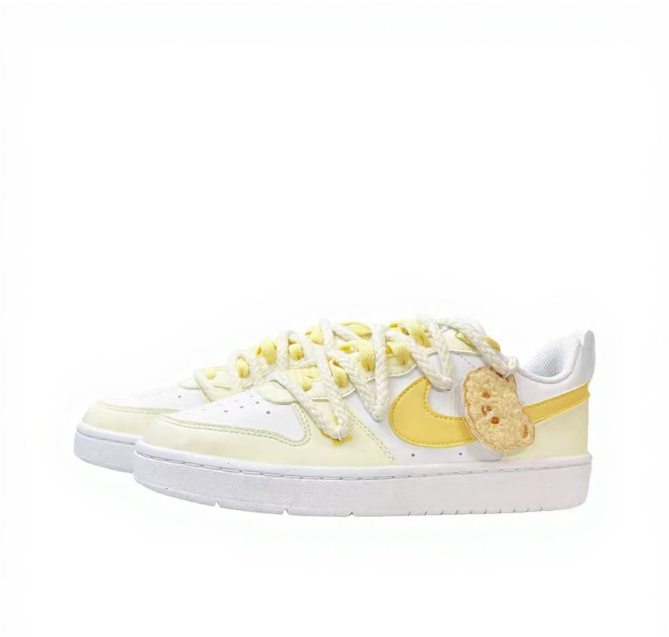 【Custom Sneakers】 Nike Court Borough Low GS "Butter Cub" - Vintage Sweetcore Low-Top Skate Shoes Youth Buttercream