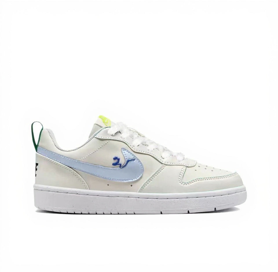 【Custom Sneakers】 Nike Court Borough Low GS "Azure Cloud Sail" - Dopamine Breeze Low-Top Kids Skate Shoes Youth Cyclamen Blue with AquaCloud™ Grip