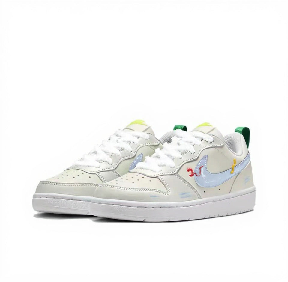 【Custom Sneakers】 Nike Court Borough Low GS "Azure Cloud Sail" - Dopamine Breeze Low-Top Kids Skate Shoes Youth Cyclamen Blue with AquaCloud™ Grip
