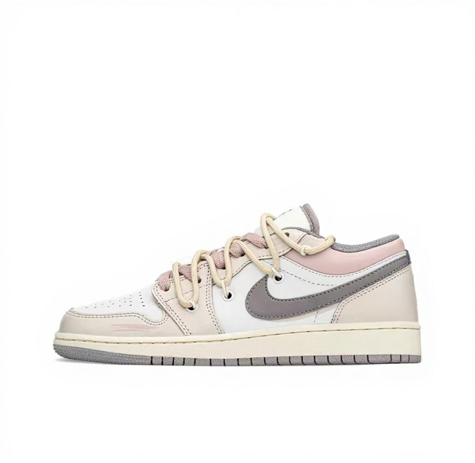 【Custom Sneakers】 Jordan Air Jordan 1 Low FZBB GS "Eternal Vows" - Rose-Embraced Low-Top Retro Sneakers Youth Ash Rose / Petal Blush