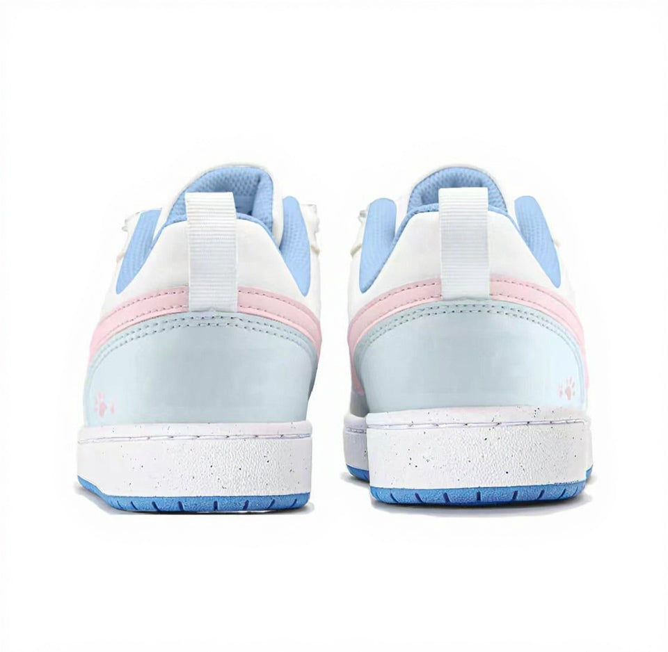 【Custom Sneakers】 Nike Court Borough Low GS "Frosty Coconut Milk" - KittenCore Chill Low-Top Skate Shoes Youth Coconut Pink / Frosted Aqua with PawGrip™ & IceFlow™ Tech
