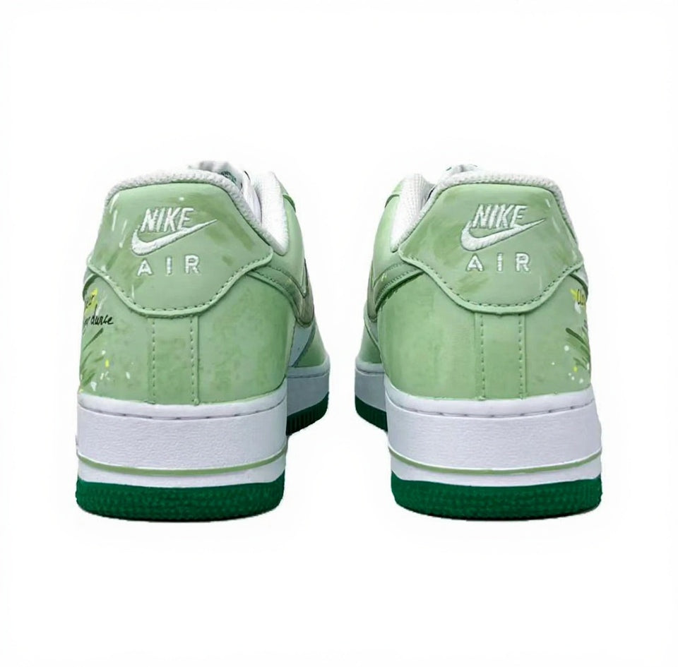 【Custom Sneakers】 Nike Air Force 1 Low "Mossy Bear Trail" - Vintage Graffiti Low-Top Men's Skate Shoes in Cypress Green