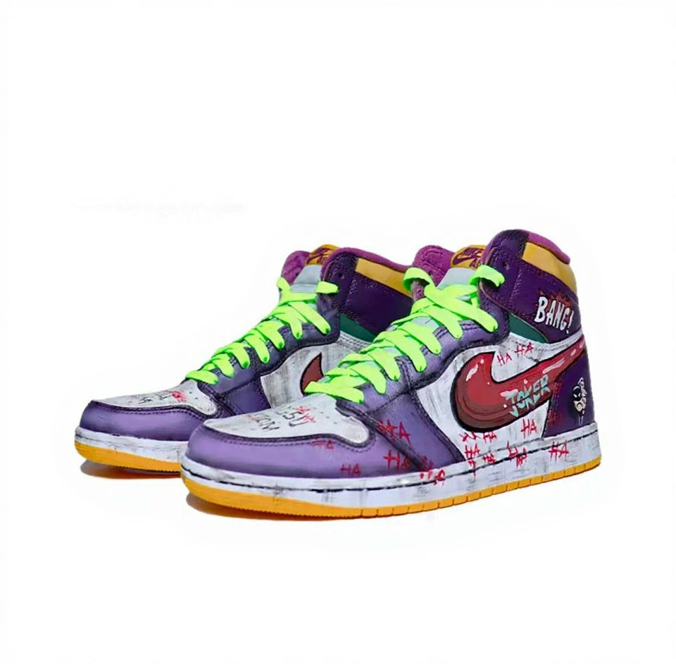 【Custom Sneakers】 Jordan Air Jordan 1 Retro High OG 'Joker' Graffiti Stellar Future Lakers Colorway Dragon Year Limited Retro Basketball Shoes Unisex Purple/Yellow/Red