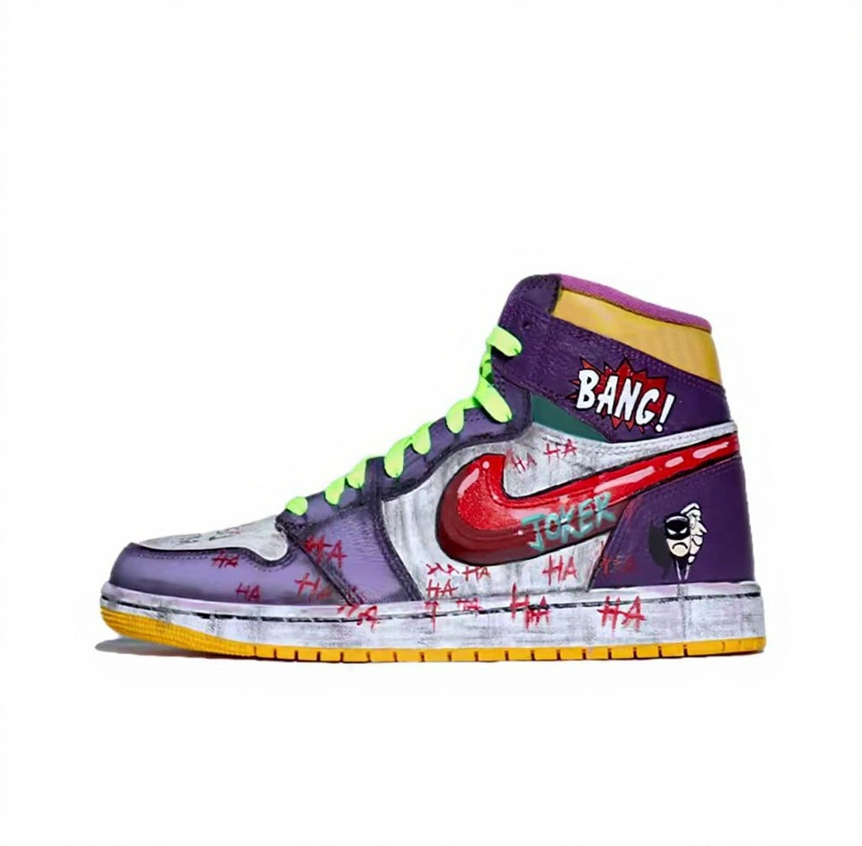 【Custom Sneakers】 Jordan Air Jordan 1 Retro High OG 'Joker' Graffiti Stellar Future Lakers Colorway Dragon Year Limited Retro Basketball Shoes Unisex Purple/Yellow/Red