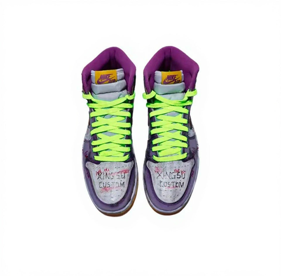 【Custom Sneakers】 Jordan Air Jordan 1 Retro High OG 'Joker' Graffiti Stellar Future Lakers Colorway Dragon Year Limited Retro Basketball Shoes Unisex Purple/Yellow/Red
