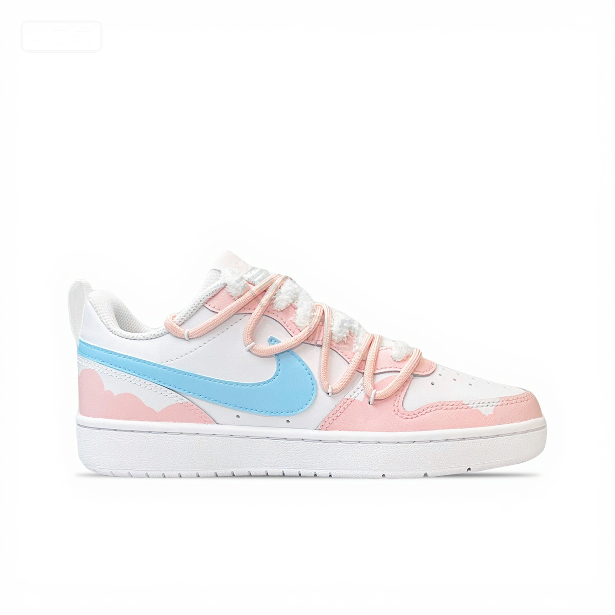【Custom Sneakers】 Nike Court Borough Low Lamb Cotton - Cute Youthful Soft & Gentle Versatile Retro Street Style - Pink GS