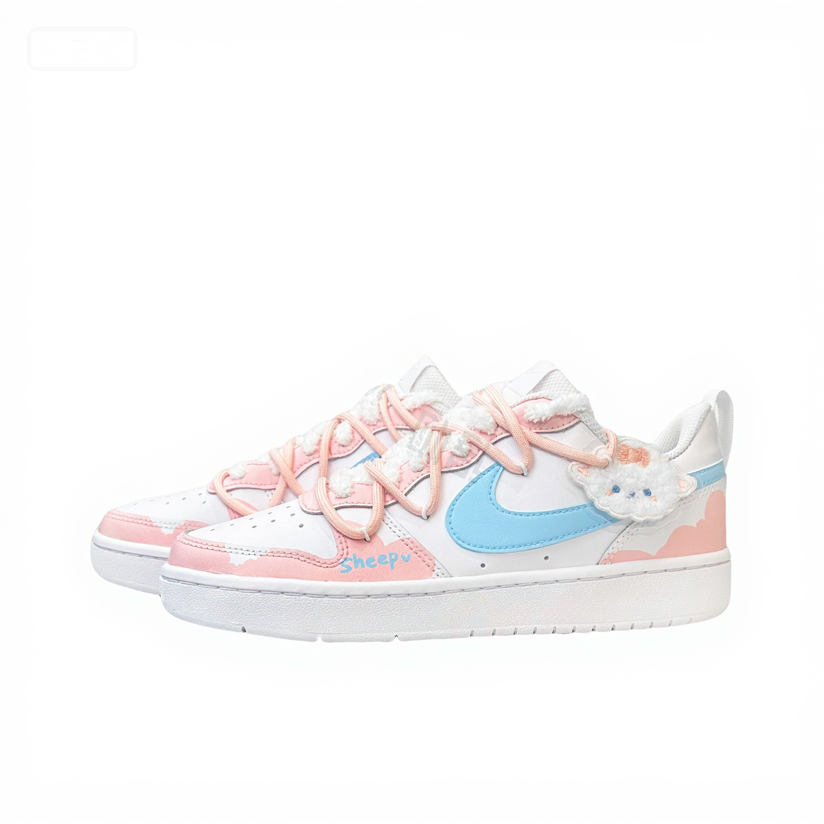 【Custom Sneakers】 Nike Court Borough Low Lamb Cotton - Cute Youthful Soft & Gentle Versatile Retro Street Style - Pink GS